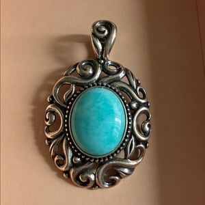 Ornate Silver Necklace with Turquoise Accent